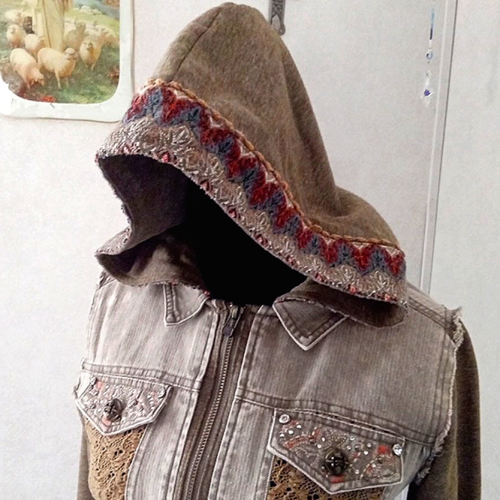 MISS ME SMALL OLIVE GREEN DENIM JACKET WITH HOODY - Picture 3 of 12